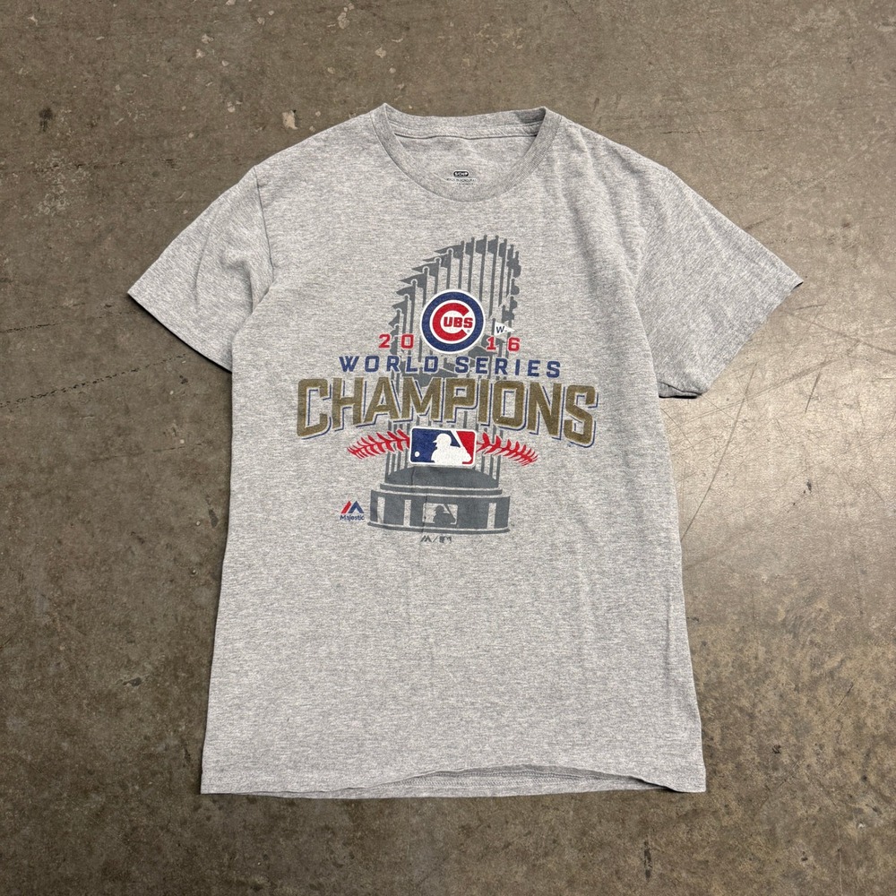 Majestic Chicago Cubs 2016 World Series Champion Gray‎ T-Shirt Mens Small